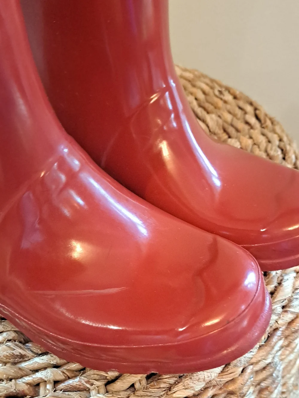 Hunter Youth Classic Preppy Gloss Cherry Red Wellie Rain Tall Buckle Boots B3/G4
